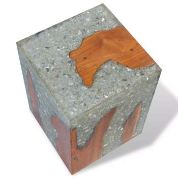  Hocker Teak Harz 30x30x40 cm
