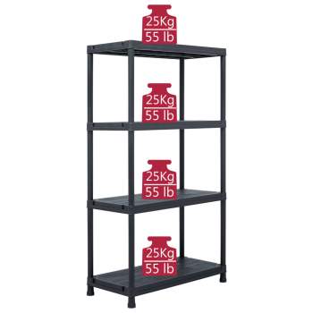  Lagerregal Schwarz 100 kg 60 x 30 x 138 cm Kunststoff