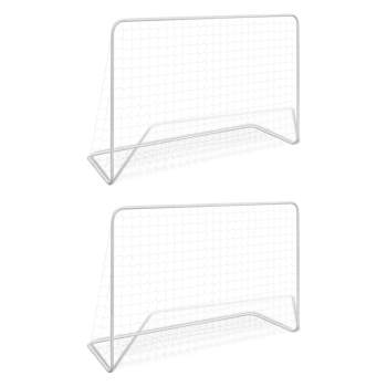 Fussballtore 2 Stk. mit Netzen 182×61×122 cm Stahl Weiß