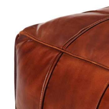  Pouf Hellbraun 60 x 60 x 30 cm Echtes Ziegenleder