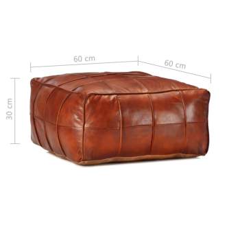  Pouf Hellbraun 60 x 60 x 30 cm Echtes Ziegenleder