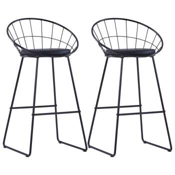  Barstühle mit Kunstledersitzen 2 Stk. Schwarz Stahl 