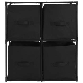  Lagerschrank mit 4 Stoffkörben Schwarz 63×30×71 cm Stahl