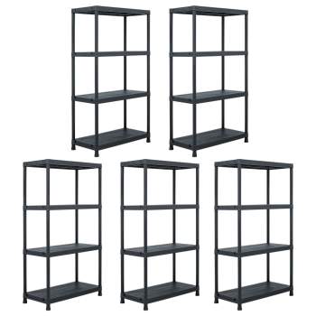  Lagerregale 5 Stk. Schwarz 60 x 30 x 138 cm Kunststoff