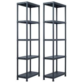  Lagerregale 2 Stk. Schwarz 125 kg 60 x 30 x 180 cm Kunststoff