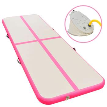  Aufblasbare Gymnastikmatte mit Pumpe 300×100×10 cm PVC Rosa