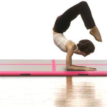 Preview:  Aufblasbare Gymnastikmatte mit Pumpe 300×100×10 cm PVC Rosa