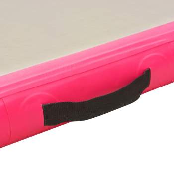  Aufblasbare Gymnastikmatte mit Pumpe 300×100×10 cm PVC Rosa