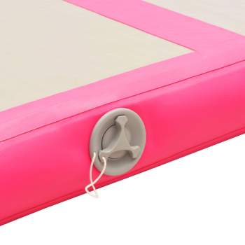  Aufblasbare Gymnastikmatte mit Pumpe 400x100x10 cm PVC Rosa