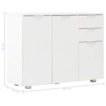  Sideboard Hochglanz-Weiß 107x35x80,5 cm