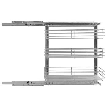  3-stufiger Küchen-Drahtkorb Ausziehbar Silbern 47x35x56 cm