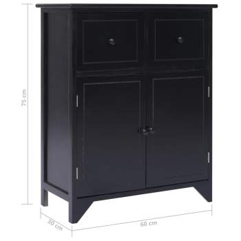  Beistellschrank 60x30x75 cm Schwarz Massivholz Paulownia