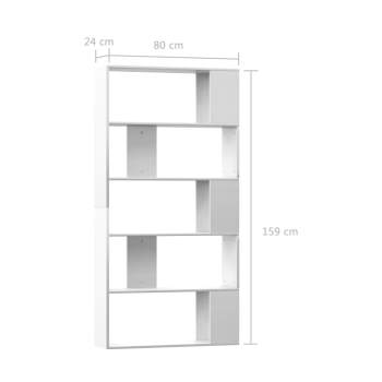  Bücherregal/Raumteiler Hochglanz-Weiß 80×24×159 cm Spanplatte