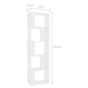  Bücherregal/Raumteiler Hochglanz-Weiß 45x24x159cm Holzwerkstoff