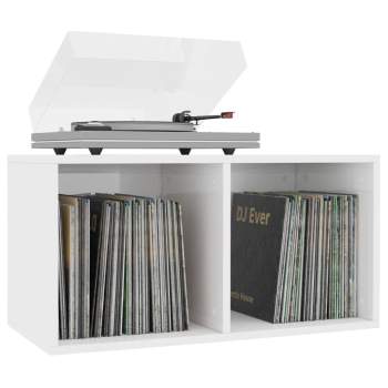  Schallplatten-Aufbewahrungsbox Hochglanz-Weiß 71x34x36 cm
