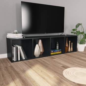  Bücherregal/TV-Schrank Schwarz 36x30x143 cm Holzwerkstoff