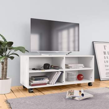  TV-Schrank mit Rollen Weiß 90x35x35 cm Holzwerkstoff