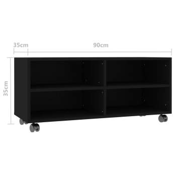  TV-Schrank mit Rollen Schwarz 90x35x35 cm Holzwerkstoff