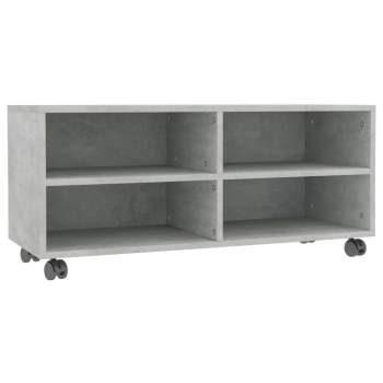  TV-Schrank mit Rollen Betongrau 90x35x35 cm Holzwerkstoff