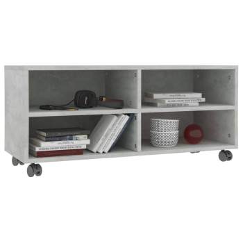  TV-Schrank mit Rollen Betongrau 90x35x35 cm Holzwerkstoff