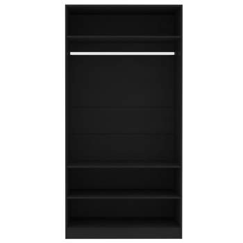  Kleiderschrank Schwarz 100x50x200 cm Holzwerkstoff