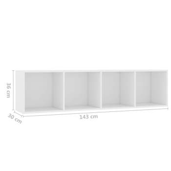  Bücherregal/TV-Schrank Weiß 143×30×36 cm