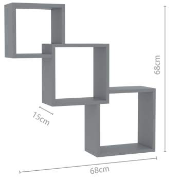  Cube Wandregale Hochglanz-Schwarz 68x15x68 cm Holzwerkstoff