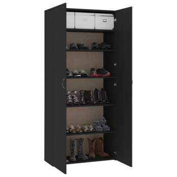  Schuhschrank Schwarz 80x35,5x180 cm Holzwerkstoff