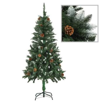  Künstlicher Weihnachtsbaum Kiefernzapfen Weißem Glitzer 150 cm