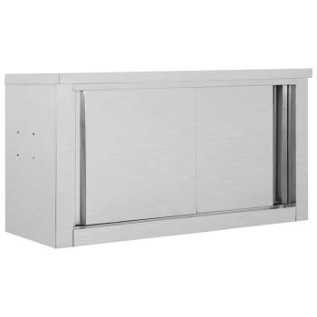  Wandhängeschrank mit Schiebetüren 90×40×50 cm Edelstahl