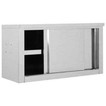 Preview:  Wandhängeschrank mit Schiebetüren 90×40×50 cm Edelstahl