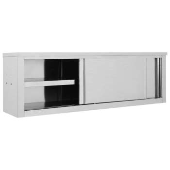 Preview:  Wandhängeschrank mit Schiebetüren 150×40×50 cm Edelstahl