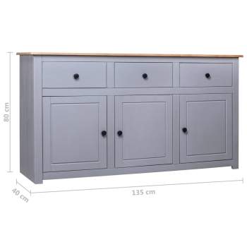  Sideboard Grau 135x40x80 cm Kiefernholz Panama