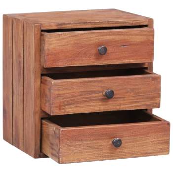 Preview:  Nachttisch mit 3 Schubladen 35×25×35 cm Recyceltes Massivholz