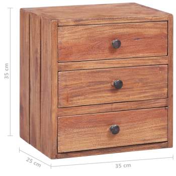  Nachttisch mit 3 Schubladen 35×25×35 cm Recyceltes Massivholz