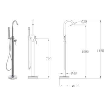  Freistehende Badewannenarmatur Edelstahl 118,5 cm 