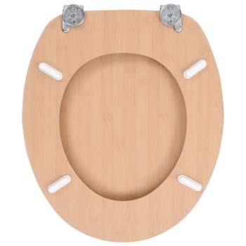  Toilettensitze 2 Stk. mit Hartschalendeckel MDF Bambus-Design