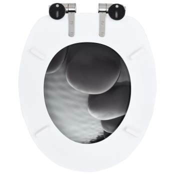  Toilettensitze 2 Stk. mit Soft-Close-Deckel MDF Stein-Design