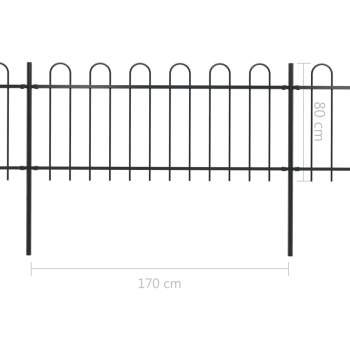  Gartenzaun mit Bügel-Design Stahl 17 x 0,8 m Schwarz