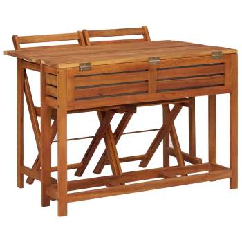  Gartentisch mit Hochbeet und 2 Stühlen Massivholz Akazie