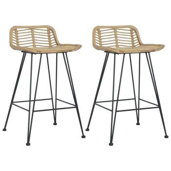  Barstühle 2 Stk. Natur Rattan