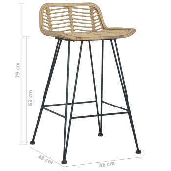  Barstühle 2 Stk. Natur Rattan