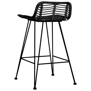  Barstühle 2 Stk. Schwarz Rattan