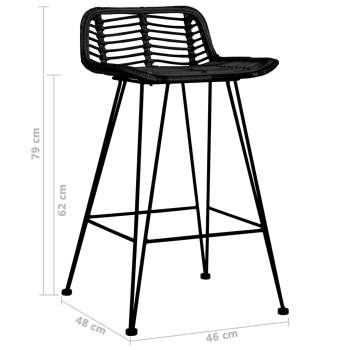  Barstühle 2 Stk. Schwarz Rattan