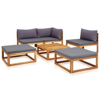 Preview:  6-tlg. Garten-Lounge-Set mit Auflagen Massivholz Akazie