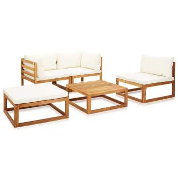 Preview:  5-tlg. Garten-Lounge-Set mit Auflagen Massivholz Akazie