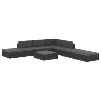 Preview:  8-tlg. Garten-Lounge-Set mit Auflagen Poly Rattan Schwarz