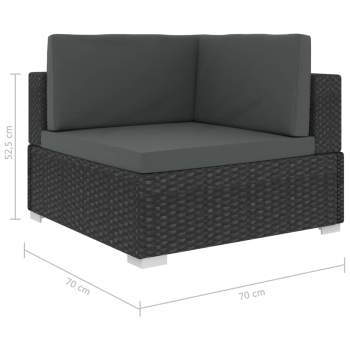  6-tlg. Garten-Lounge-Set mit Auflagen Poly Rattan Schwarz