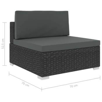  6-tlg. Garten-Lounge-Set mit Auflagen Poly Rattan Schwarz