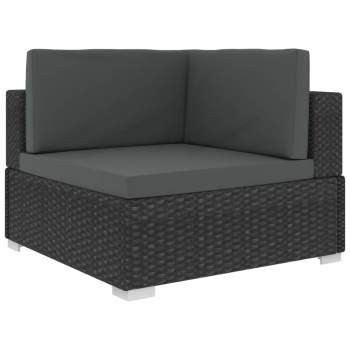 Preview:  6-tlg. Garten-Lounge-Set mit Auflagen Poly Rattan Schwarz